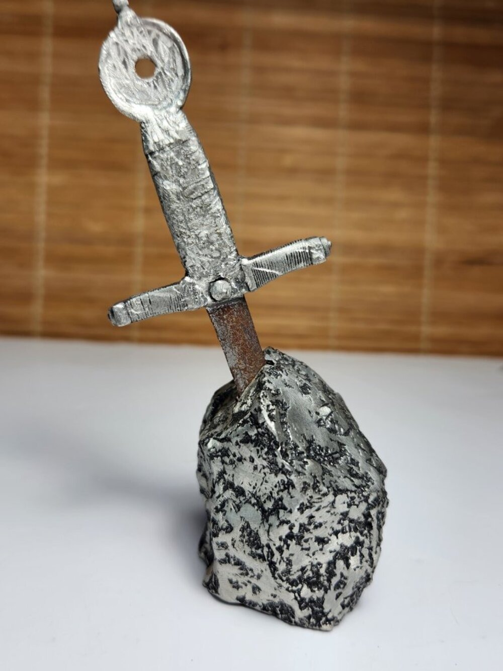 Sword in the Stone Letter Opener Figurine Heavy Metal Fantasy Desk Ornament Vtg - Picture 6 of 8